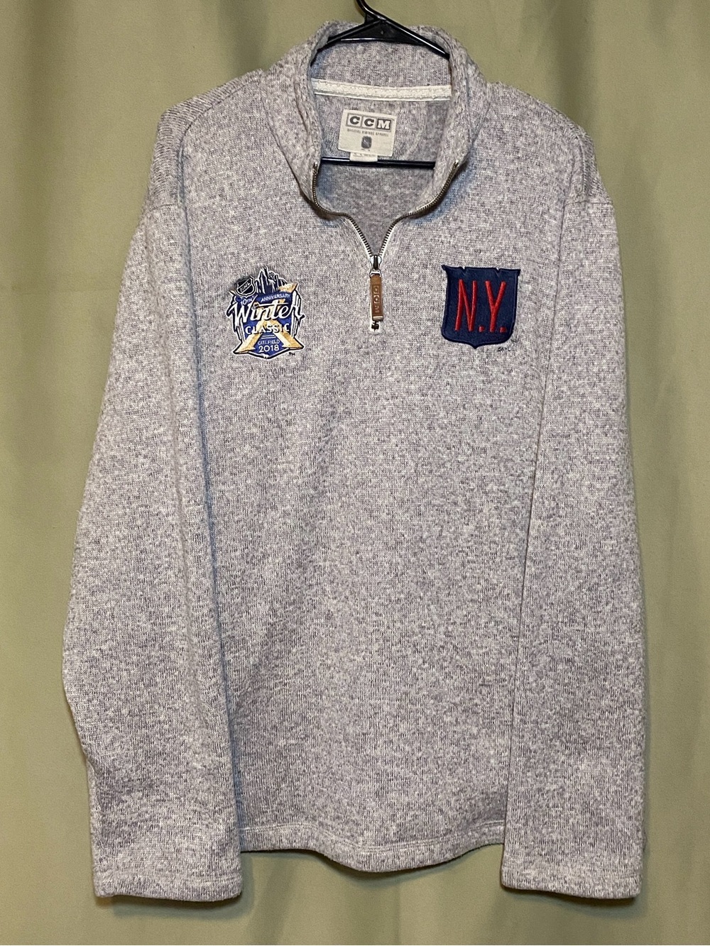 NY Rangers CCM Vintage Apparel 2018 Winter Classic Heritage Fleece Pullover XL